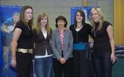 28 November 2006; UCD sports scholarship recipients, from left, Ciara McDermott, Edel Farrelly, Fiona Claffey and Ailish Coryn with Professor Mary Clayton, Vice President for students, at the Sports Scholarships Reception for the announcement of the 2006 scholarship recipients. Astra Hall, Student Centre, University College Dublin, Belfield Campus, Dublin. Picture credit: Damien Eagers / SPORTSFILE