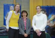 28 November 2006; UCD sports scholarship recipients and Ladies Football players Graine Nulty, left, and Aisling O'hAnnaidh, with Professor Mary Clayton, Vice President for students, at the Sports Scholarships Reception for the announcement of the 2006 scholarship recipients. Astra Hall, Student Centre, University College Dublin, Belfield Campus, Dublin. Picture credit: Damien Eagers / SPORTSFILE