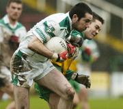 3 December 2006; Thomas Corley, Moorefield, in action against Paraic Sullivan, Rhode. AIB Leinster Senior Club Football Championship Final, Moorefield v Rhode, O'Moore Park, Portlaoise, Co. Laois. Picture credit: Damien Eagers / SPORTSFILE