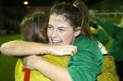 2 December 2006; Mayo League captain Michelle Ruane and goalkeeper Yvonne Byrne, celebrate victory. Women's FAI Senior Cup Final, UCD v Mayo League, Richmond Park, Dublin. Picture credit: Damien Eagers / SPORTSFILE