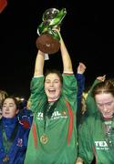 2 December 2006; Mayo League captain, Michelle Ruane lifts the cup. Women's FAI Senior Cup Final, UCD v Mayo League, Richmond Park, Dublin. Picture credit: Damien Eagers / SPORTSFILE