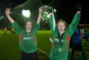 2 December 2006; Mayo League players Emma Mullin, right, and Karen Lilly celebrate with the cup. Women's FAI Senior Cup Final, UCD v Mayo League, Richmond Park, Dublin. Picture credit: Damien Eagers / SPORTSFILE