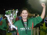 2 December 2006; Mayo League captain Michelle Ruane celebrates with the cup. Women's FAI Senior Cup Final, UCD v Mayo League, Richmond Park, Dublin. Picture credit: Damien Eagers / SPORTSFILE