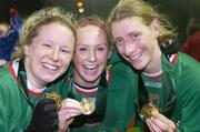 2 December 2006; Mayo League players from left, Emma Mullin, Triona McNicholas and Cora Staunton celebrate victory. Women's FAI Senior Cup Final, UCD v Mayo League, Richmond Park, Dublin. Picture credit: Damien Eagers / SPORTSFILE