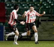 3 December 2006; Peter Hutton, right, Derry City, celebrates after scoring his side's third goal with team-mate Killian Brennan. FAI Carlsberg Senior Challenge Cup Final, Derry City v St Patrick's Athletic, Lansdowne Road, Dublin. Picture credit: David Maher / SPORTSFILE