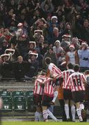 3 December 2006; Derry City players celebrate their third goal scored by Peter Hutton. FAI Carlsberg Senior Challenge Cup Final, Derry City v St Patrick's Athletic, Lansdowne Road, Dublin. Picture credit: Brian Lawless / SPORTSFILE