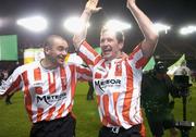 3 December 2006; Derry City's Sean Hargan, left, and Barry Molloy, celebrate after the match. FAI Carlsberg Senior Challenge Cup Final, Derry City v St Patrick's Athletic, Lansdowne Road, Dublin. Picture credit: Brian Lawless / SPORTSFILE