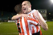 3 December 2006; Sean Hargan, Derry City, celebrates with team-mate Gary Beckett after the match. FAI Carlsberg Senior Challenge Cup Final, Derry City v St Patrick's Athletic, Lansdowne Road, Dublin. Picture credit: Brian Lawless / SPORTSFILE