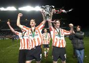 3 December 2006; Derry City's Gary Beckett, left, and Barry Molloy, celebrate with the cup. FAI Carlsberg Senior Challenge Cup Final, Derry City v St Patrick's Athletic, Lansdowne Road, Dublin. Picture credit: Brian Lawless / SPORTSFILE