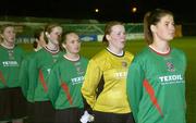 2 December 2006; Captain of the Mayo League Michelle Ruane leads her team as they stand for the national anthem 'Amhrain na bhFiann'. Women's FAI Senior Cup Final, UCD v Mayo League, Richmond Park, Dublin. Picture credit: Damien Eagers / SPORTSFILE