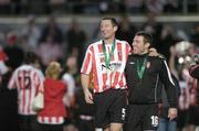 3 December 2006; Derry City's Clive Delaney, left, and Patrick Jennings celebrate after the match. FAI Carlsberg Senior Challenge Cup Final, Derry City v St Patrick's Athletic, Lansdowne Road, Dublin. Picture credit: Brian Lawless / SPORTSFILE