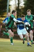 5 December 2006; Rory Guinan, Garda College, is bought down for a penalty by Paul Courtney, Queen's University. Higher Education Division 1 Football League Final, Garda College v Queen's University, Ballymun Kickhams, Dublin. Picture credit: Damien Eagers / SPORTSFILE
