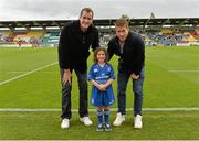30 August 2014; Leinster's Devon Toner and Dominic Ryan with mascot, six year old, Laya Lockhart Kane, from Finglas, Dublin. Pre-Season Friendly, Leinster v Ulster. Tallaght Stadium, Tallaght, Co. Dublin. Picture credit: Matt Browne / SPORTSFILE
