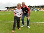 30 August 2014; Ulster mascots nine year old Caolan Plumb from Letterkenny, Co. Donegal with his dad Derek. Pre-Season Friendly, Leinster v Ulster. Tallaght Stadium, Tallaght, Co. Dublin. Picture credit: Matt Browne / SPORTSFILE