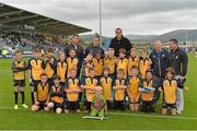 30 August 2014; The Clondalkin RFC team team with Leinster players Dominic Ryan and Devon Toner. Pre-Season Friendly, Leinster v Ulster. Tallaght Stadium, Tallaght, Co. Dublin. Picture credit: Matt Browne / SPORTSFILE