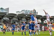 30 August 2014; Kevin McLaughlin, Leinster, wins a line-out. Pre-Season Friendly, Leinster v Ulster. Tallaght Stadium, Tallaght, Co. Dublin. Picture credit: Ramsey Cardy / SPORTSFILE