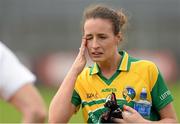 30 August 2014; A disappointed Lorraine Brennan, Leitrim, after the game. TG4 All-Ireland Ladies Football Intermediate Championship, Semi-Final, Down v Leitrim, Cusack Park, Mullingar, Co. Westmeath. Picture credit: Oliver McVeigh / SPORTSFILE