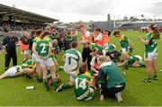 30 August 2014; Leitrim manager Martin Dolan speaking to his players before extra time. TG4 All-Ireland Ladies Football Intermediate Championship, Semi-Final, Down v Leitrim, Cusack Park, Mullingar, Co. Westmeath. Picture credit: Oliver McVeigh / SPORTSFILE
