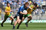 31 August 2014; Aaron Byrne, Dublin, in action against Colm Kelly, Donegal. Electric Ireland GAA Football All-Ireland Minor Championship, Semi-Final, Dublin v Donegal, Croke Park, Dublin. Picture credit: Ramsey Cardy / SPORTSFILE