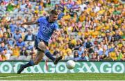 31 August 2014; Dublin's Jack Burke shoots to score his side's first goal of the game. Electric Ireland GAA Football All-Ireland Minor Championship, Semi-Final, Dublin v Donegal, Croke Park, Dublin. Picture credit: Ramsey Cardy / SPORTSFILE