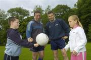 1 June 2005; Enda McNulty with Dessie Farrell, Chief Executive of the GPA, at the launch of a Summer camp. Castleknock College, Castleknock, Dublin. Picture credit; Damien Eagers / SPORTSFILE