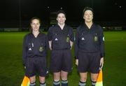 2 December 2006; Referee Celine McGowan with Assistant referees Natasha Valentini, left, and Paula Brady at the Women's FAI Senior Cup Final, UCD v Mayo League, Richmond Park, Dublin. Picture credit: Damien Eagers / SPORTSFILE