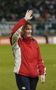 3 December 2006; Katie Taylor, Boxing World Champion, at the Fourth Women's World Championships, wave's to the crowd during half-time at the FAI Carlsberg Senior Challenge Cup Final, Derry City v St Patrick's Athletic, Lansdowne Road, Dublin. Picture credit: David Maher / SPORTSFILE