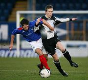 9 December 2006; Thomas Stewart, Linfield, in action against Kevin Keegan, Newry City. Carnegie Premier League, Linfield v Newry City, Windsor Park, Belfast. Picture credit: Oliver McVeigh / SPORTSFILE