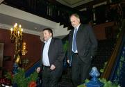 11 December 2006; Waterford United council members Paul Cooke, left, and Ray Scott, leave a meeting after being informed by the FAI that their club would not be part of the FAI Premier League for the 2007 season. Citywest Hotel, Dublin. Picture credit: David Maher / SPORTSFILE