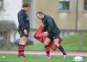 12 December 2006; Jerry Flannery and Christian Cullen during Munster rugby squad training. University of Limerick, Limerick. Picture credit: Kieran Clancy / SPORTSFILE