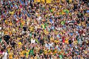 31 August 2014; Donegal supporters celebrate a score during the second half. GAA Football All Ireland Senior Championship Semi-Final, Dublin v Donegal, Croke Park, Dublin. Picture credit: Ramsey Cardy / SPORTSFILE