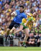 31 August 2014; Michael Darragh Macauley, Dublin, in action against Andrew Thompson, Donegal. GAA Football All Ireland Senior Championship, Semi-Final, Dublin v Donegal, Croke Park, Dublin. Picture credit: Brendan Moran / SPORTSFILE