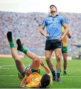 31 August 2014; Diarmuid Connolly, Dublin, reacts after watching his shot go wide during the closing stages of the game. GAA Football All Ireland Senior Championship, Semi-Final, Dublin v Donegal, Croke Park, Dublin. Picture credit: Tomas Greally / SPORTSFILE