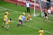 31 August 2014; Donegal captain Michael Murphy clears the ball from his goal-line in the final minute of the game. GAA Football All Ireland Senior Championship, Semi-Final, Dublin v Donegal, Croke Park, Dublin. Picture credit: Dáire Brennan / SPORTSFILE