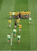 31 August 2014; The Donegal team make their way to the bench for the team photograph. GAA Football All Ireland Senior Championship, Semi-Final, Dublin v Donegal, Croke Park, Dublin. Picture credit: Dáire Brennan / SPORTSFILE