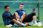1 September 2014; Republic of Ireland goalkeepers David Forde, left, and Shay Given after squad training ahead of their side's International friendly match against Oman on Wednesday. Republic of Ireland Squad Training, Gannon Park, Malahide, Co. Dublin. Picture credit: Brendan Moran / SPORTSFILE