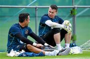 1 September 2014; Republic of Ireland goalkeepers David Forde, left, and Shay Given after squad training ahead of their side's International friendly match against Oman on Wednesday. Republic of Ireland Squad Training, Gannon Park, Malahide, Co. Dublin. Picture credit: Brendan Moran / SPORTSFILE