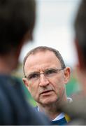 1 September 2014; Republic of Ireland manager Martin O'Neill is interviewed by broadcast media during a press conference ahead of their side's International friendly match against Oman on Wednesday. Republic of Ireland Press Conference, Gannon Park, Malahide, Co. Dublin. Picture credit: Brendan Moran / SPORTSFILE