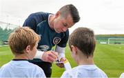 1 September 2014; Republic of Ireland goalkeeper Shay Given signs autographs after squad training ahead of their side's International friendly match against Oman on Wednesday. Republic of Ireland Squad Training, Gannon Park, Malahide, Co. Dublin. Picture credit: Brendan Moran / SPORTSFILE