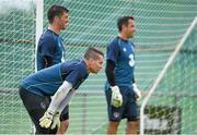 1 September 2014; Republic of Ireland goalkeepers Shay Given, Kieren Westwood and David Forde during squad training ahead of their side's International friendly match against Oman on Wednesday. Republic of Ireland Squad Training, Gannon Park, Malahide, Co. Dublin. Picture credit: Brendan Moran / SPORTSFILE