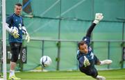 1 September 2014; Republic of Ireland goalkeepers Shay Given, left, and David Forde during squad training ahead of their side's International friendly match against Oman on Wednesday. Republic of Ireland Squad Training, Gannon Park, Malahide, Co. Dublin. Picture credit: Brendan Moran / SPORTSFILE