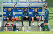 1 September 2014; Republic of Ireland assistant manager Roy Keane in conversation with Jonathan Walters, left, Marc Wilson, centre, and James McCarthy during squad training ahead of their side's International friendly match against Oman on Wednesday. Republic of Ireland Squad Training, Gannon Park, Malahide, Co. Dublin. Picture credit: Brendan Moran / SPORTSFILE