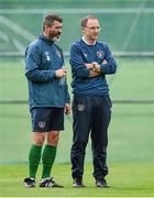 1 September 2014; Republic of Ireland assistant manager Roy Keane, left, and manager Martin O'Neill during squad training ahead of their side's International friendly match against Oman on Wednesday. Republic of Ireland Squad Training, Gannon Park, Malahide, Co. Dublin. Picture credit: Brendan Moran / SPORTSFILE