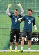 1 September 2014; Republic of Ireland goalkeepers Shay Given, left, and Kieren Westwood during squad training ahead of their side's International friendly match against Oman on Wednesday. Republic of Ireland Squad Training, Gannon Park, Malahide, Co. Dublin. Picture credit: Brendan Moran / SPORTSFILE