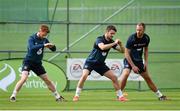 1 September 2014; Republic of Ireland's Stephen Quinn, left, Robbie Brady, centre, and David Meyler in action during squad training ahead of their side's International friendly match against Oman on Wednesday. Republic of Ireland Squad Training, Gannon Park, Malahide, Co. Dublin. Picture credit: Brendan Moran / SPORTSFILE