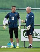 1 September 2014; Republic of Ireland goalkeeper Shay Given with goalkeeping coach Seamus McDonagh during squad training ahead of their side's International friendly match against Oman on Wednesday. Republic of Ireland Squad Training, Gannon Park, Malahide, Co. Dublin. Picture credit: Brendan Moran / SPORTSFILE