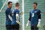 1 September 2014; Republic of Ireland goalkeepers David Forde, left, Shay Given and Kieren Westwood during squad training ahead of their side's International friendly match against Oman on Wednesday. Republic of Ireland Squad Training, Gannon Park, Malahide, Co. Dublin. Picture credit: Brendan Moran / SPORTSFILE