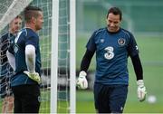 1 September 2014; Republic of Ireland goalkeepers Shay Given, left, and David Forde during squad training ahead of their side's International friendly match against Oman on Wednesday. Republic of Ireland Squad Training, Gannon Park, Malahide, Co. Dublin. Picture credit: Brendan Moran / SPORTSFILE