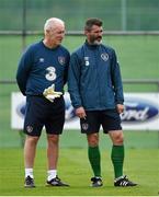 1 September 2014; Republic of Ireland assistant manager Roy Keane, right, with goalkeeping coach Seamus McDonagh during squad training ahead of their side's International friendly match against Oman on Wednesday. Republic of Ireland Squad Training, Gannon Park, Malahide, Co. Dublin. Picture credit: Brendan Moran / SPORTSFILE
