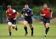1 September 2014; Leinster's players, from left, Josh van der Flier, Cian Healy and Gordon D'Arcy during squad training ahead of their side's Guinness PRO12 Round 1 match against Glasgow Warriors on Saturday. Leinster Rugby Squad Training, UCD, Belfield, Dublin. Picture credit: Stephen McCarthy / SPORTSFILE
